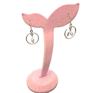 925 Sterling Silver Hoop Dangle Earrings with Dolphin Charm